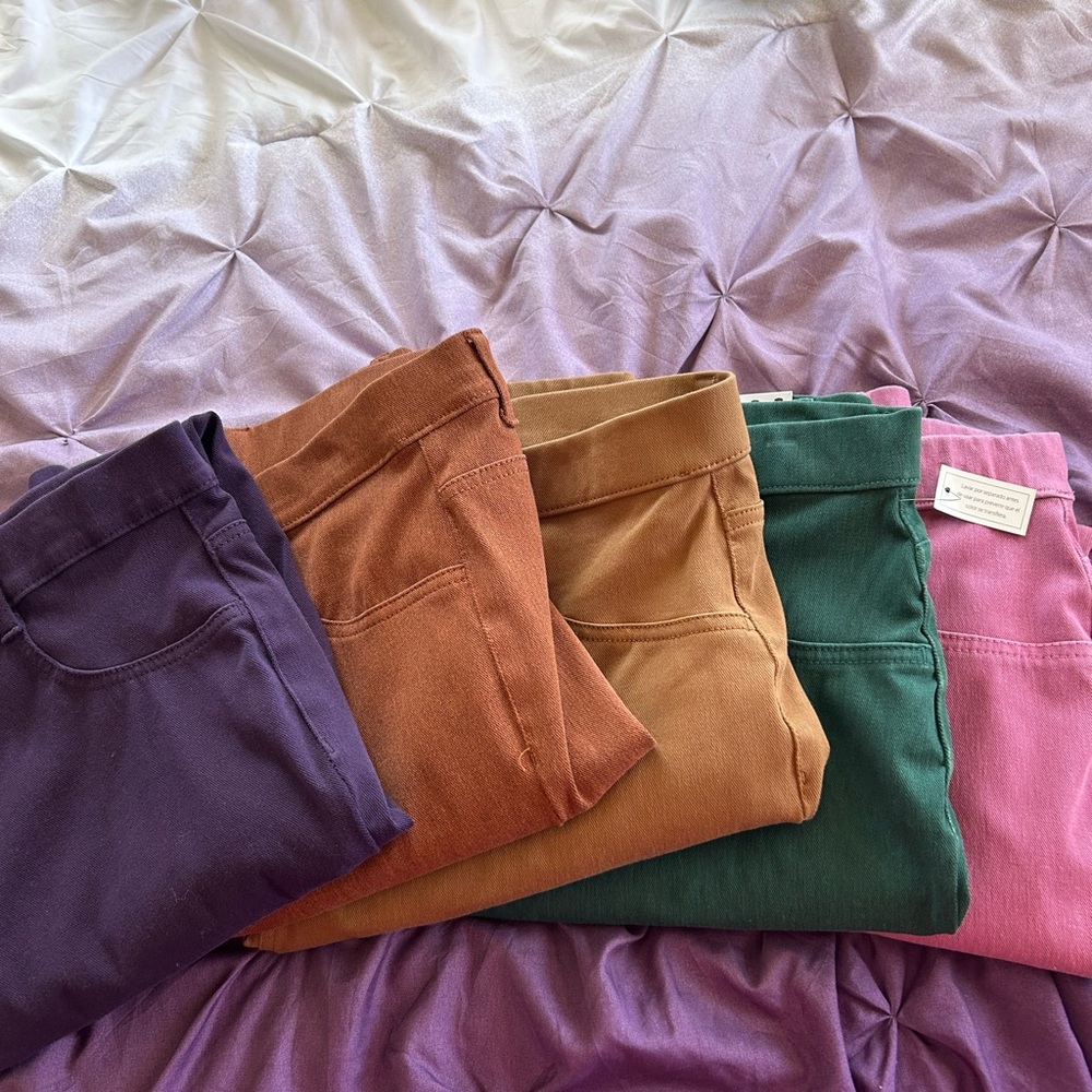 Time and Tru Women's Jeggings -Purple, burnt orange, Tan, blue/green and pink 2x